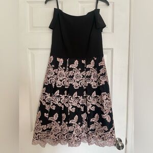 Eliza J Black and Pink Floral Midi Dress